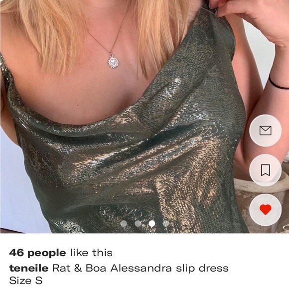 Rat & Boa Alessandra slip dress green gold maxi slip **message before purchasing - Picture 6 of 6